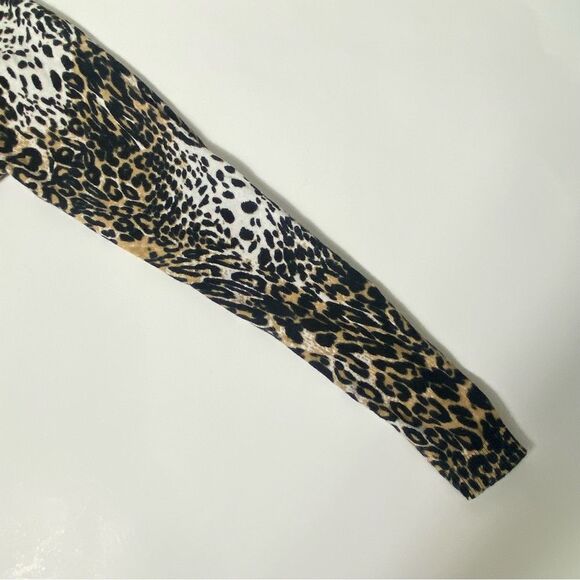 Boston Proper Animal Print Floral Jewled Button Front Cardigan Women's Size M - Picture 5 of 16